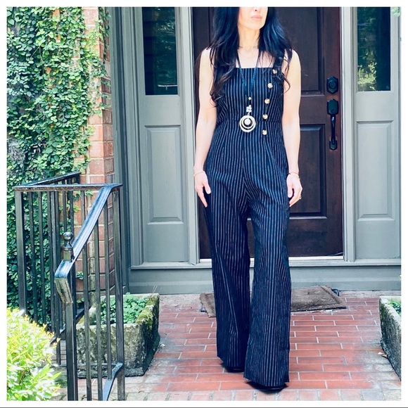✨LAST ONE ✨BLACK STRIPES TANK WIDE LEG JUMPSUIT - Picture 3 of 8